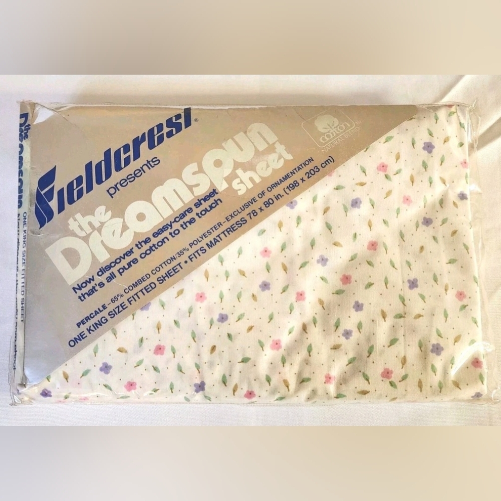 Vintage Fieldcrest Fine Combed Percale Floral King Size Fitted Sheet Flowers - Picture 8 of 8
